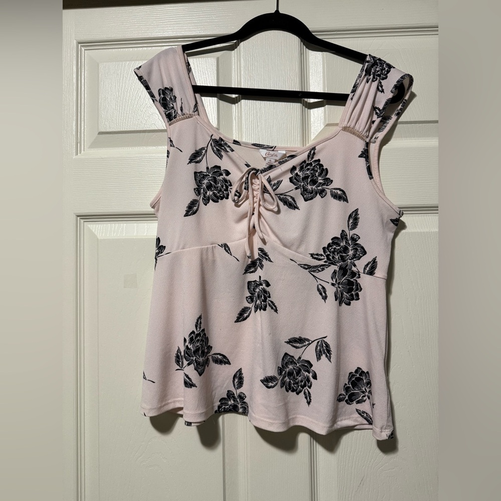 Candie's Black Floral Women's Blouse - Cream